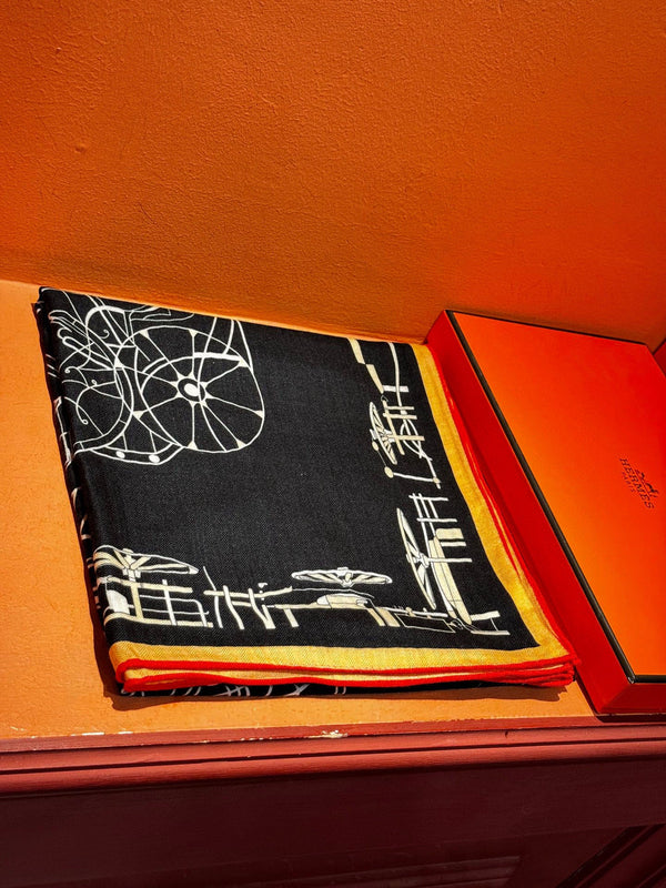 HM Double-Sided Square Scarf 140cm Black Cashmere 828710