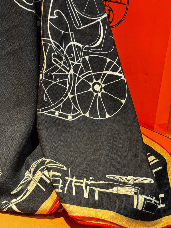 HM Double-Sided Square Scarf 140cm Black Cashmere 828710