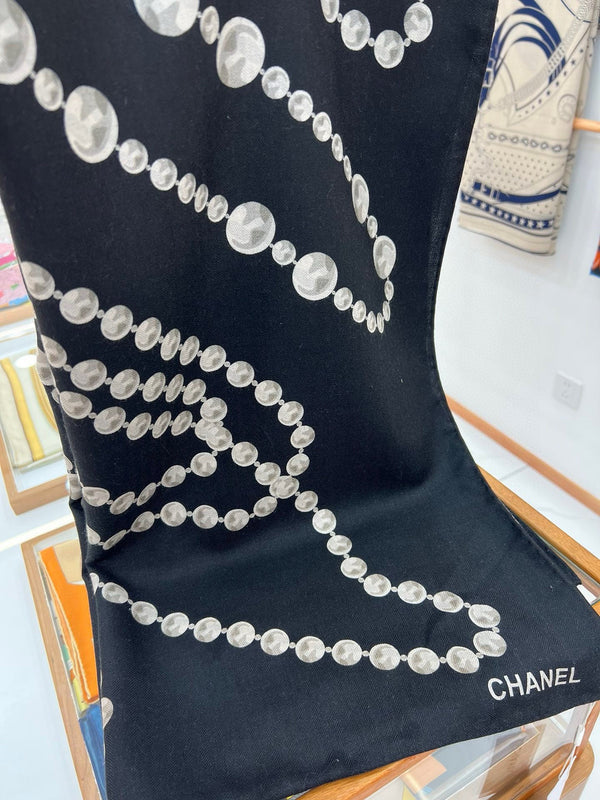 CC Double-Sided Velvet Square Scarf 140cm Black Cashmere 828704