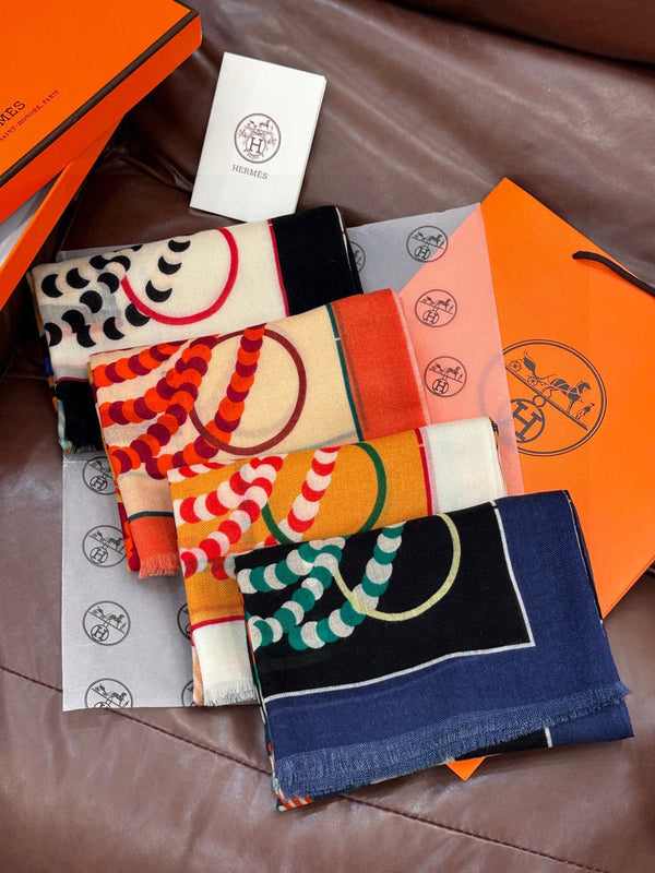 HM Saddle Long Scarf 200cm Orange Cashmere 828666