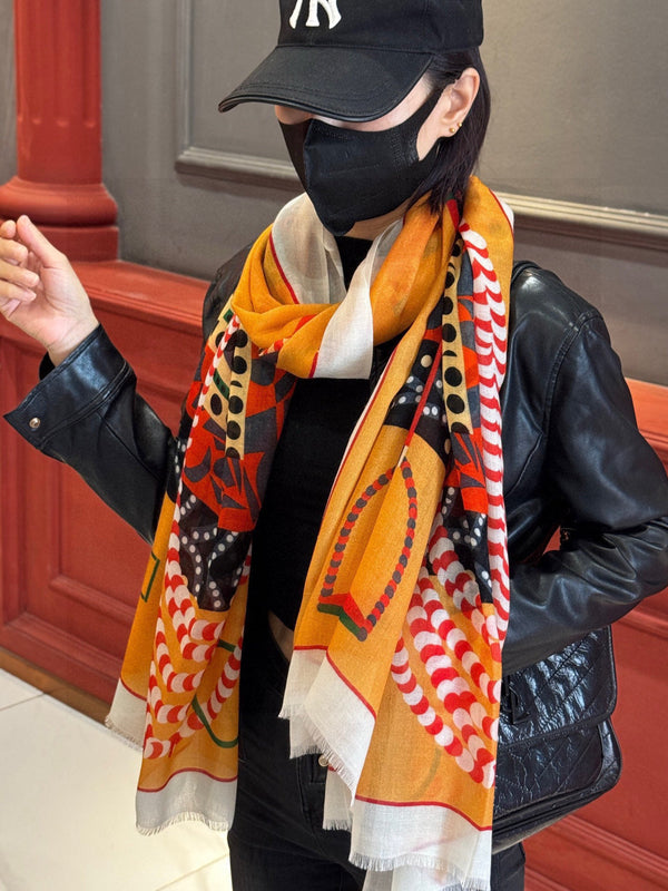 Sciarpa lunga HM Saddle 200 cm in cashmere arancione 828664