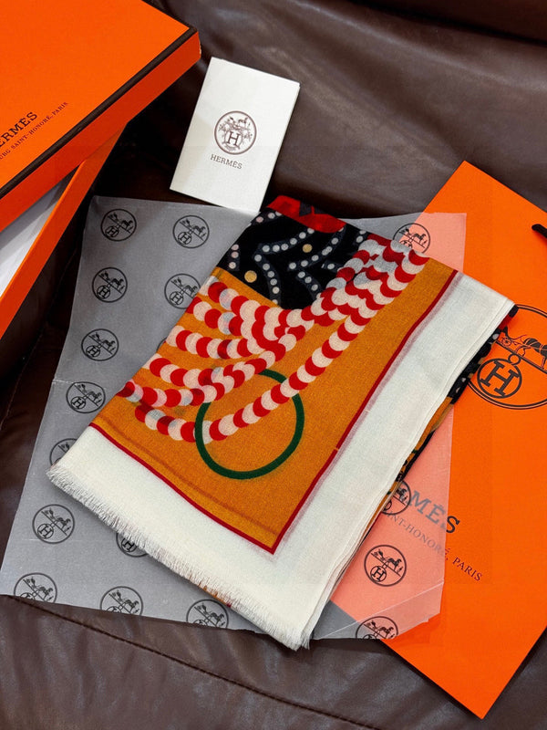 Sciarpa lunga HM Saddle 200 cm in cashmere arancione 828664