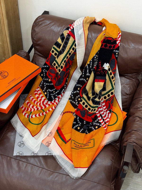 Sciarpa lunga HM Saddle 200 cm in cashmere arancione 828664