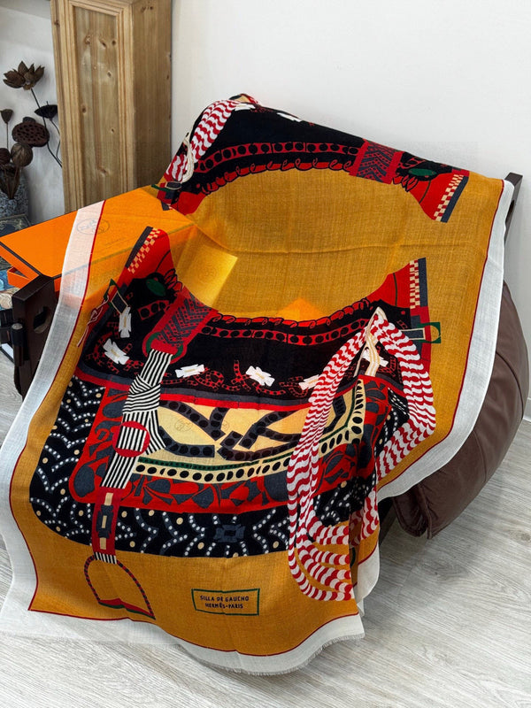 Sciarpa lunga HM Saddle 200 cm in cashmere arancione 828664