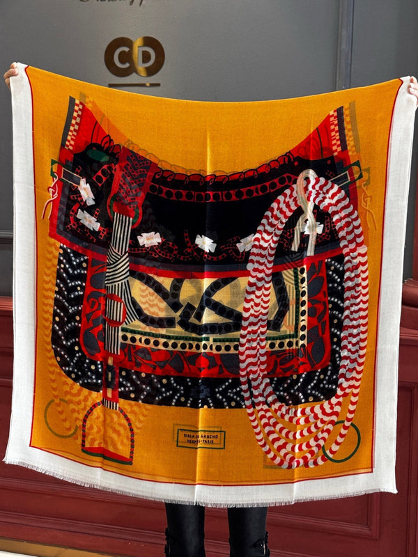 Sciarpa lunga HM Saddle 200 cm in cashmere arancione 828664