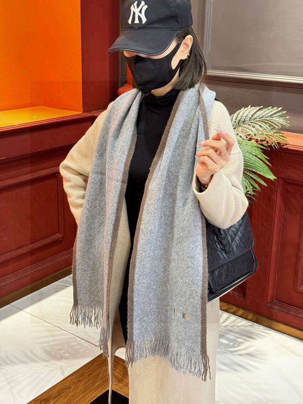 HM Knitted Long Scarf 180cm Gray Cashmere 828646