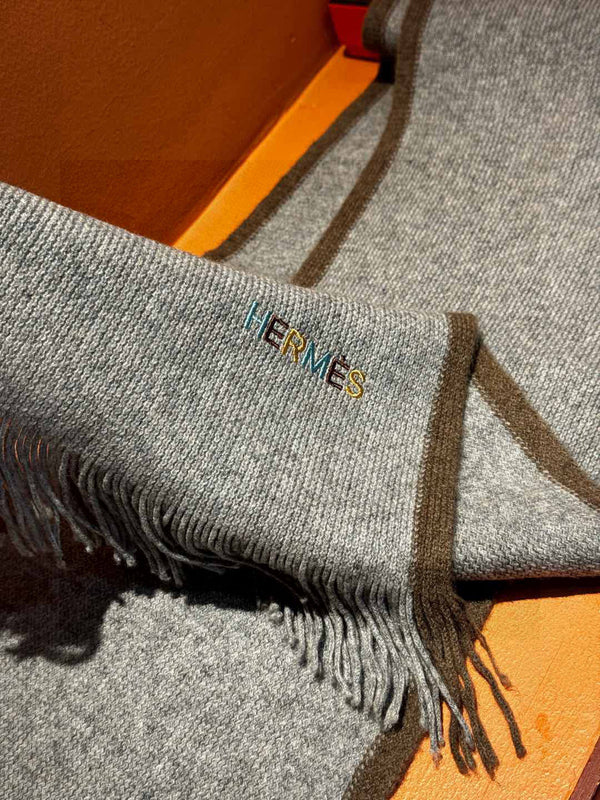 HM Knitted Long Scarf 180cm Gray Cashmere 828646