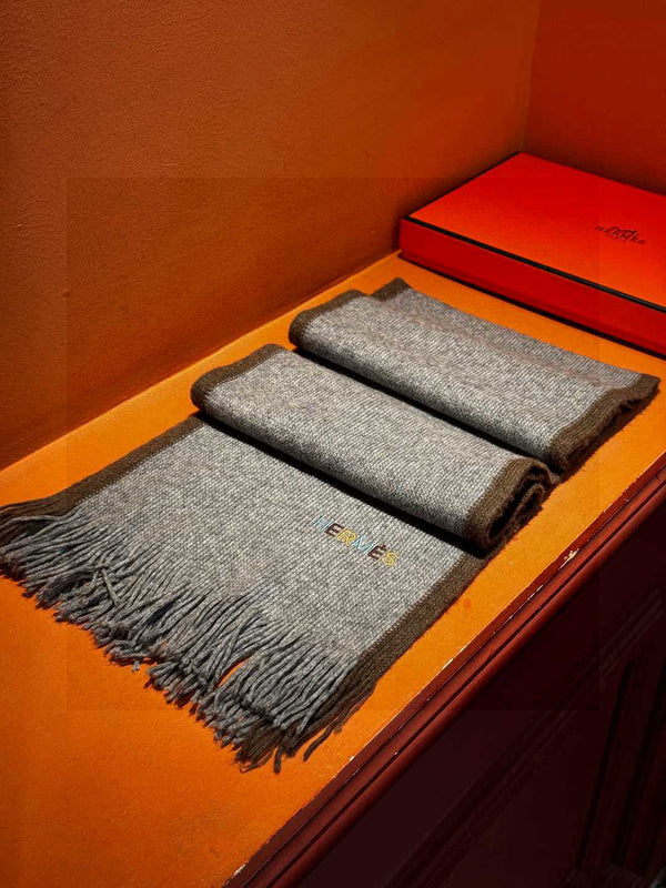 HM Knitted Long Scarf 180cm Gray Cashmere 828646