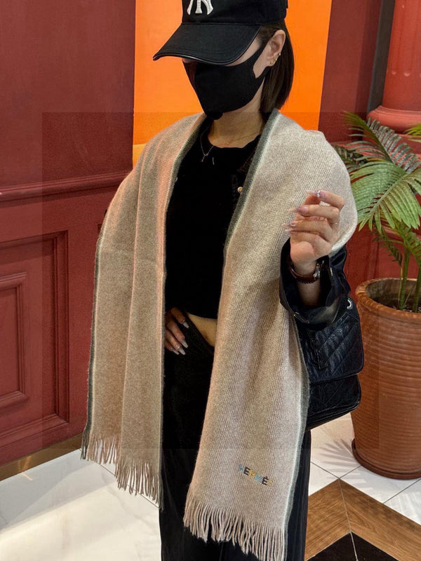 HM Knitted Long Scarf 180cm Gray Cashmere 828645