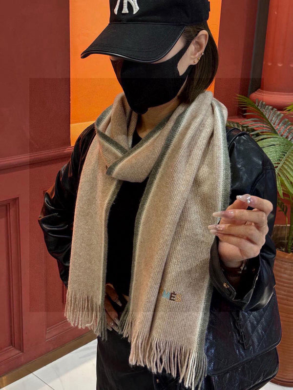 HM Knitted Long Scarf 180cm Gray Cashmere 828645