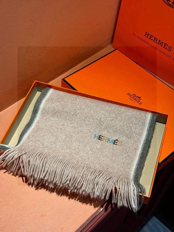 HM Knitted Long Scarf 180cm Gray Cashmere 828645