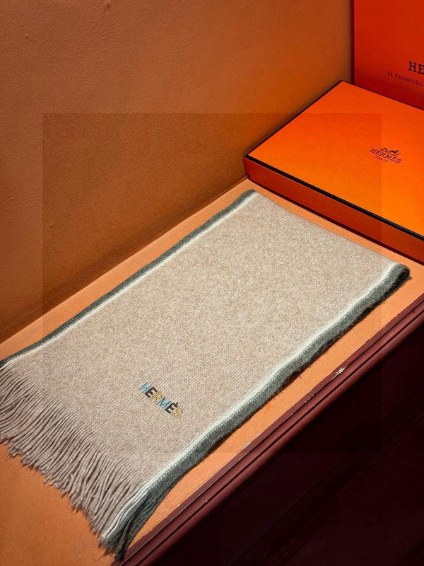 HM Knitted Long Scarf 180cm Gray Cashmere 828645