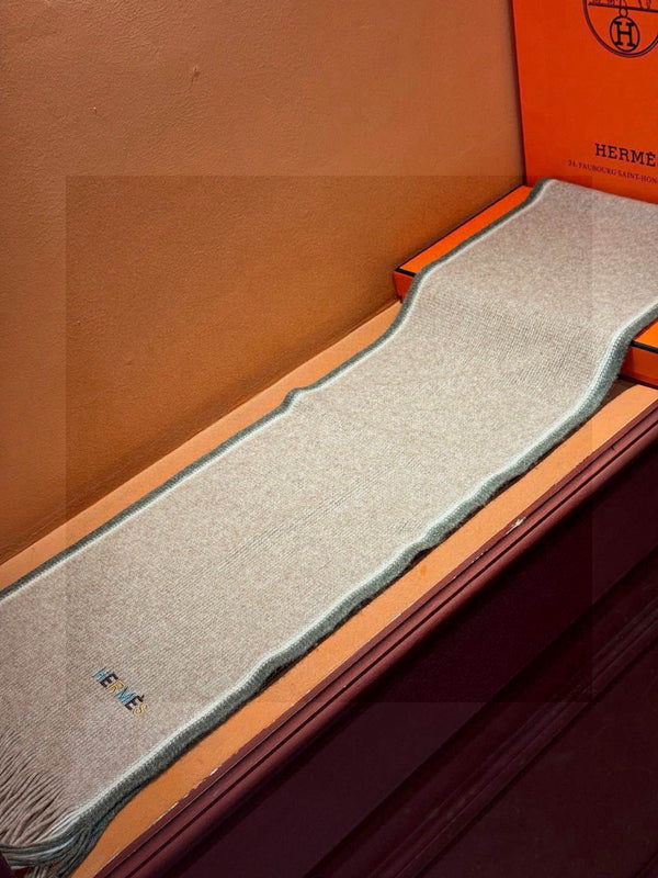 HM Knitted Long Scarf 180cm Gray Cashmere 828645