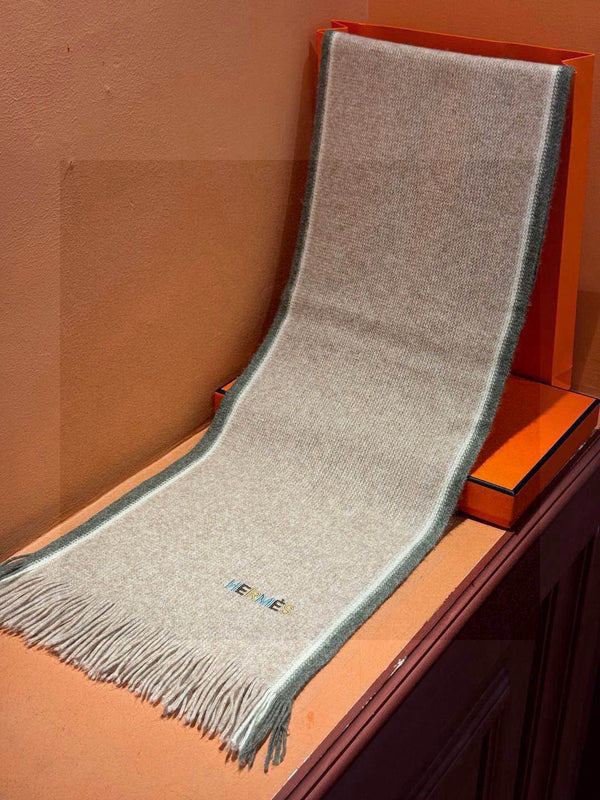 HM Knitted Long Scarf 180cm Gray Cashmere 828645