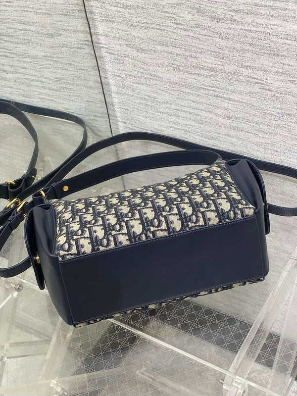 CD D-Dream Two Side Pockets 24cm Blue Canvas and Cowhide