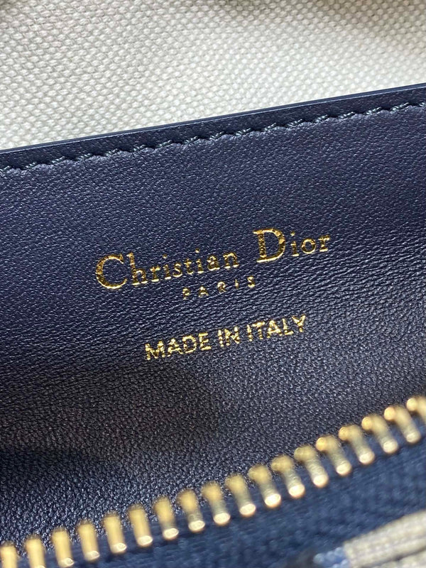 CD D-Dream Two Side Pockets 24cm Blue Canvas and Cowhide