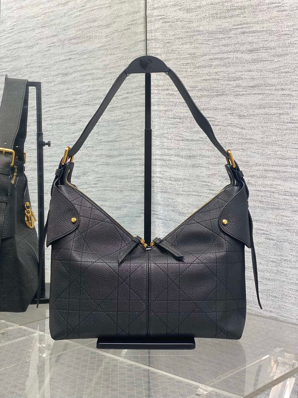 CD VOYAGE Handbag 28cm Black Cowhide