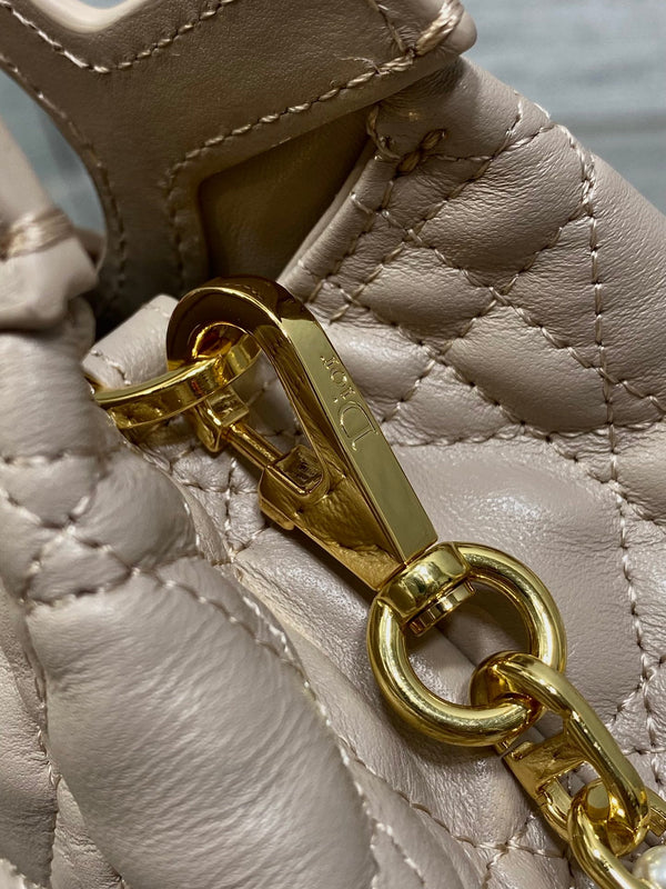 CD Jolie Top Handle Mini Chain Bag 19cm Beige Cowhide