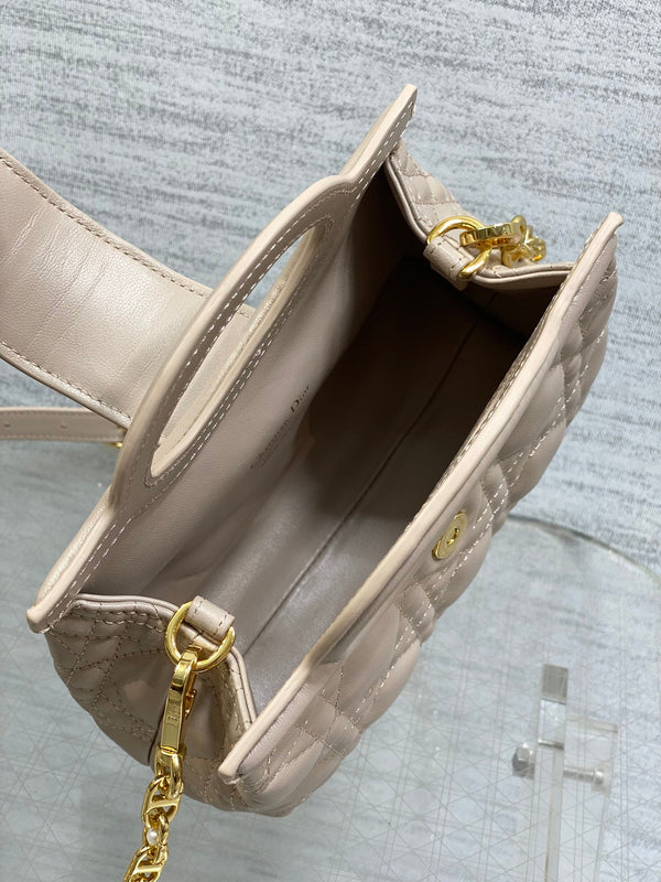 CD Jolie Top Handle Mini Chain Bag 19cm Beige Cowhide