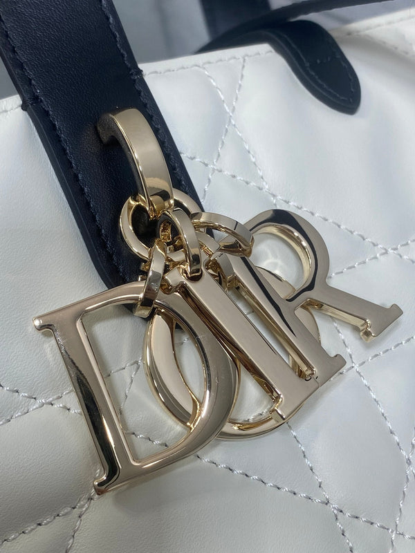 CD Small Toujours Vertical 18cm White and Black Lambskin