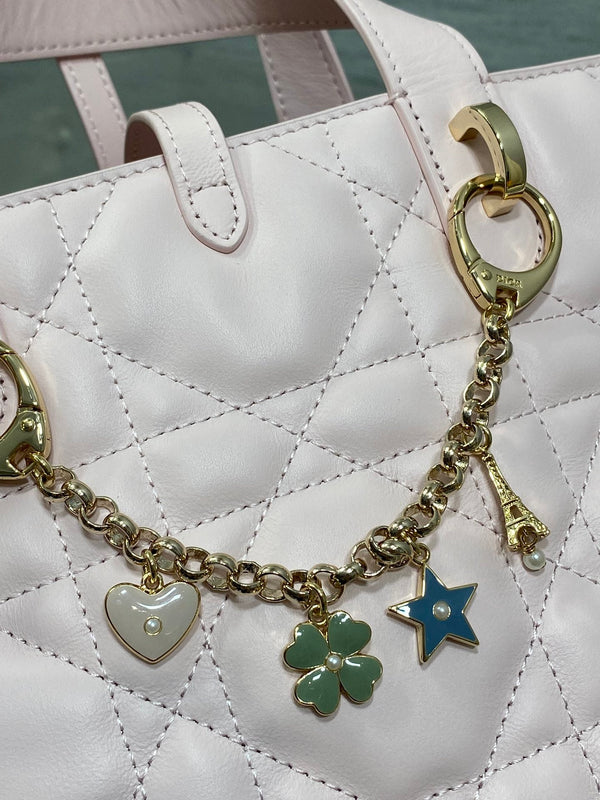 CD Toujours Vertical Small Built-In Lucky Charm Chain 18cm Pink Lambskin