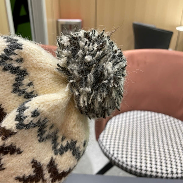 PRA 25 FAIR ISLE JACQUARD WOOL KNITTED GRAY HAT 822423