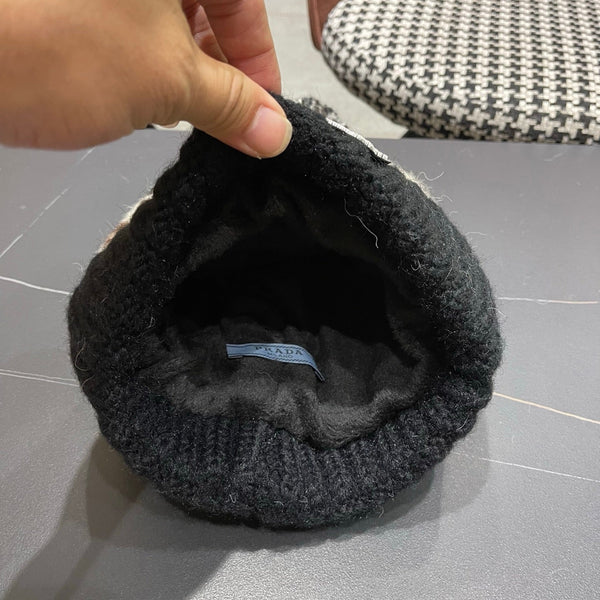 PRA 25 FAIR ISLE JACQUARD WOOL KNITTED BLACK HAT 822424