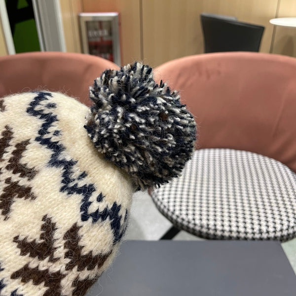 PRA 25 FAIR ISLE JACQUARD WOOL KNITTED BLUE HAT 822426