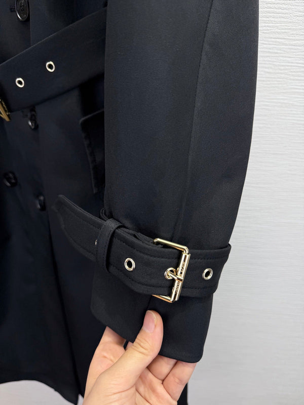 CD 25SS Long Trench Coat Black Cotton 306563