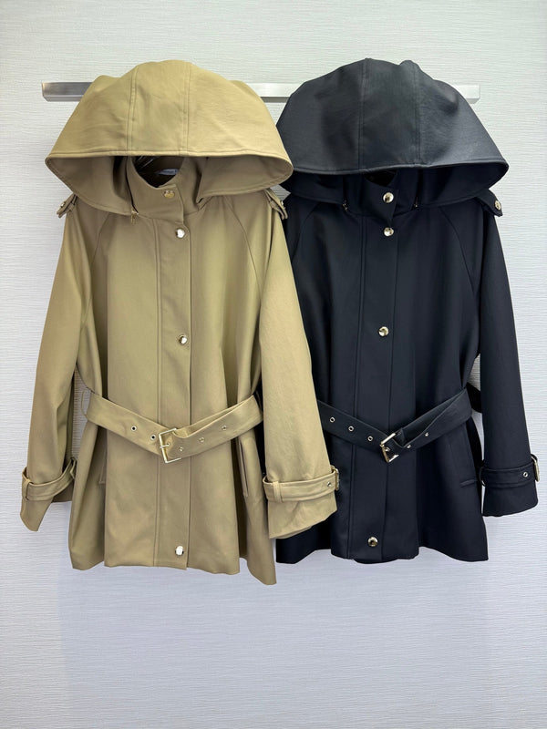 CD 25SS Removable Hooded Windbreaker With Belt Beige Cotton 306557