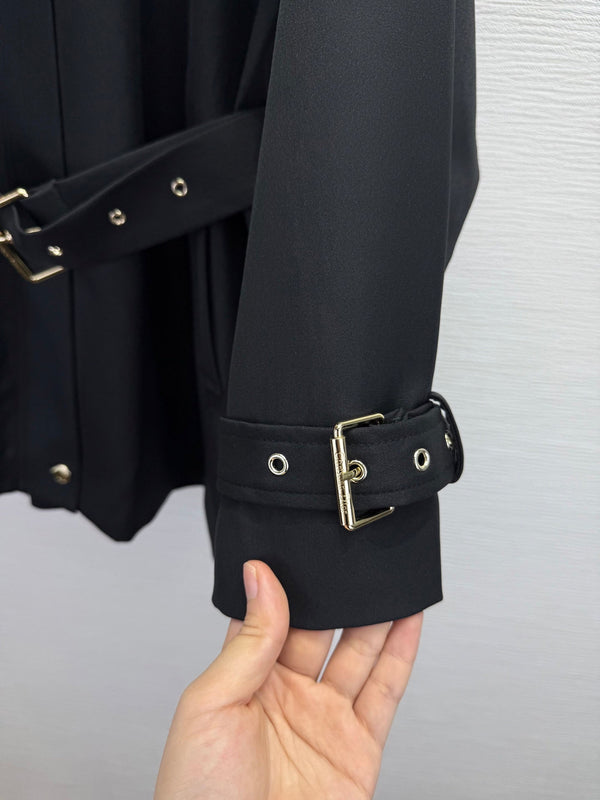 CD 25SS Removable Hooded Windbreaker With Belt Black Cotton 306559