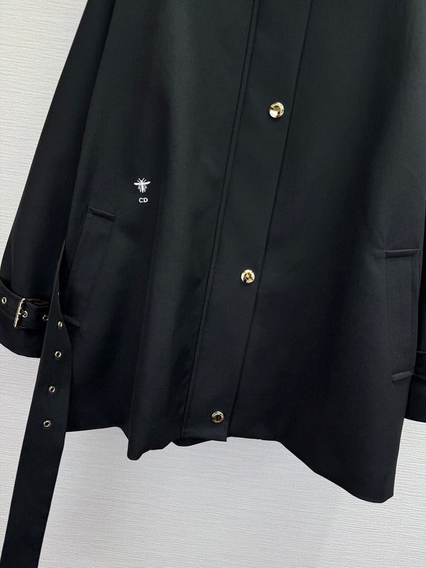 CD 25SS Removable Hooded Windbreaker With Belt Black Cotton 306559