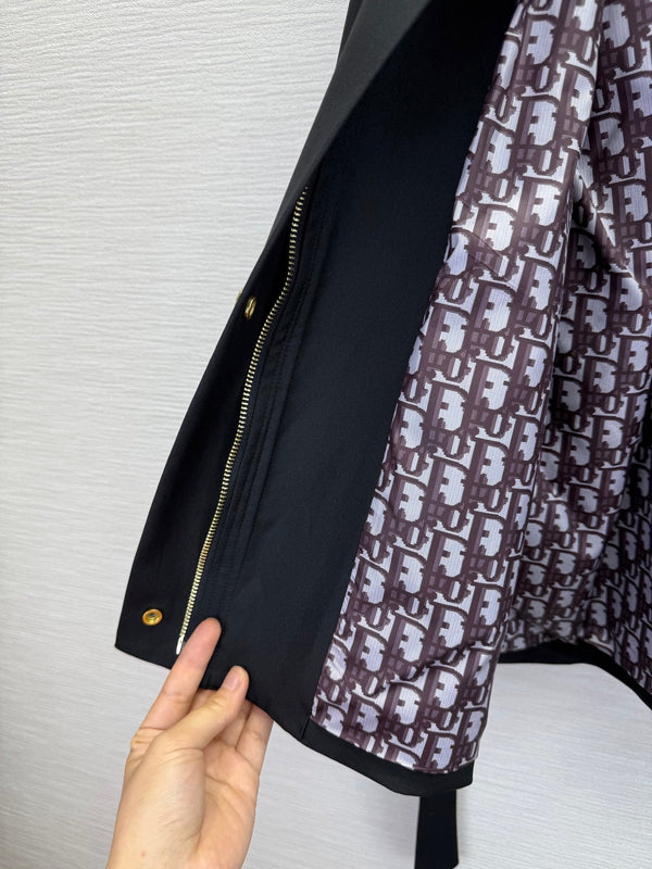 CD 25SS Removable Hooded Windbreaker With Belt Black Cotton 306559