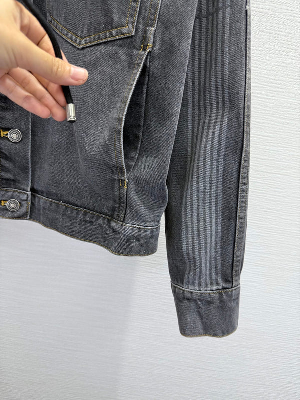 CD 25SS Polar Fleece Composite Denim Hooded Jacket Dark Gray Cotton 306527