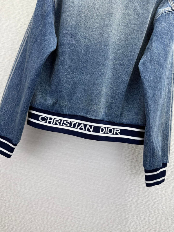 CD 25SS Laser Printed Stripe Pattern Denim Jacket Blue Cotton 306512