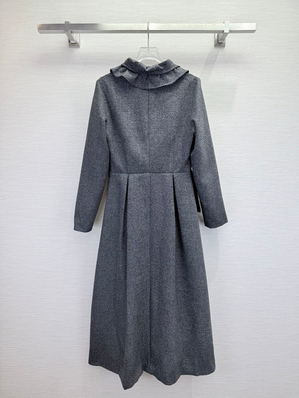 CD 25SS Ruffled V-neck Dress Gray Wool 306506