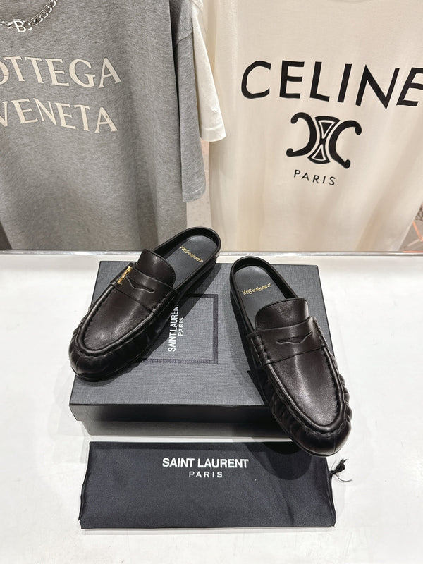 YSL 25 Loafer Black Gold Cowhide 160363