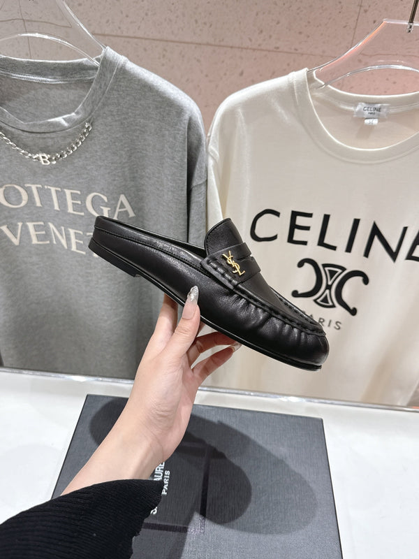 YSL 25 Loafer Black Gold Cowhide 160363