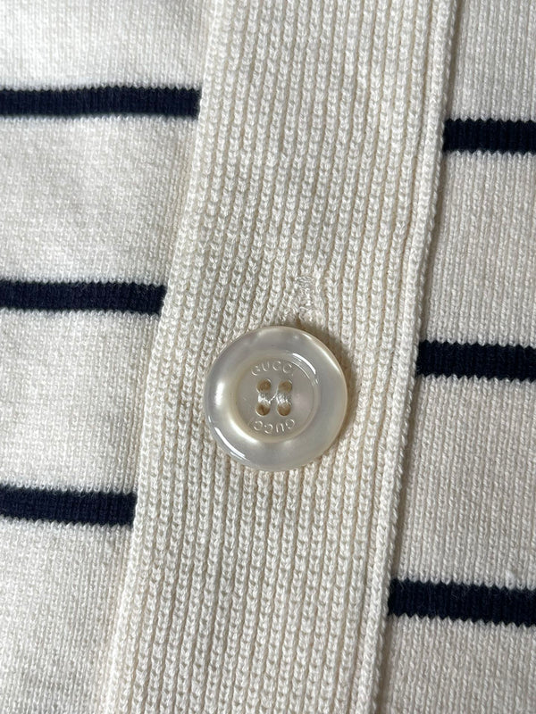 Gucci 25Fw Navy Blue Striped Contrast Knit Cardigan 109556