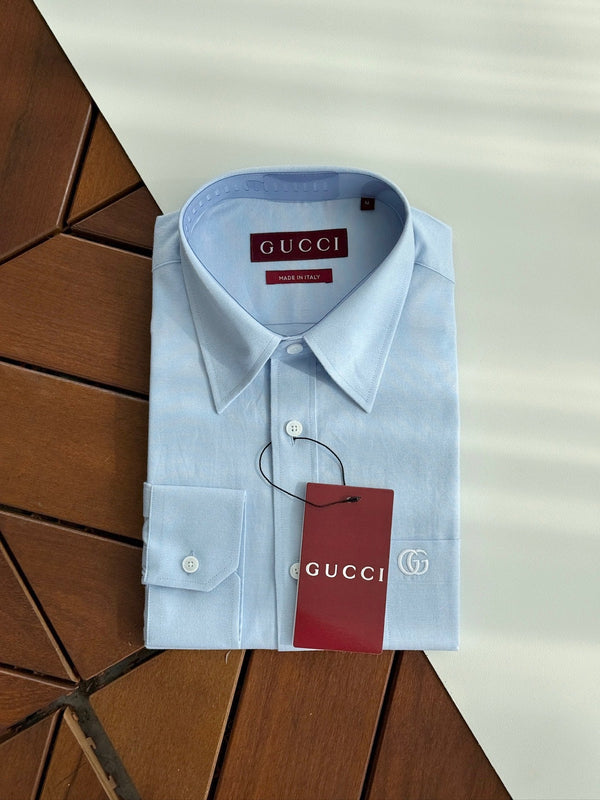 Gucci 25Ss Business Shirt 100s Double-Ply Premium Oxford Fabric Light Blue 108566