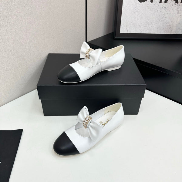 CC 25SS Chain Bow Mary Jane White Cowhide 490145