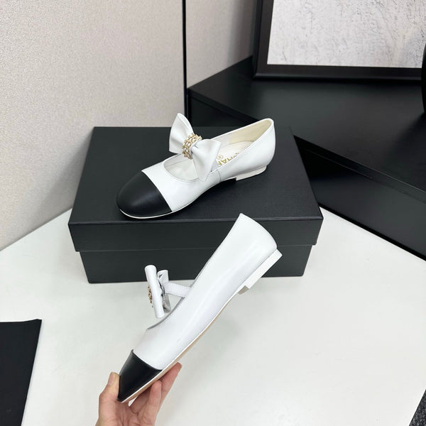 CC 25SS Chain Bow Mary Jane White Cowhide 490145