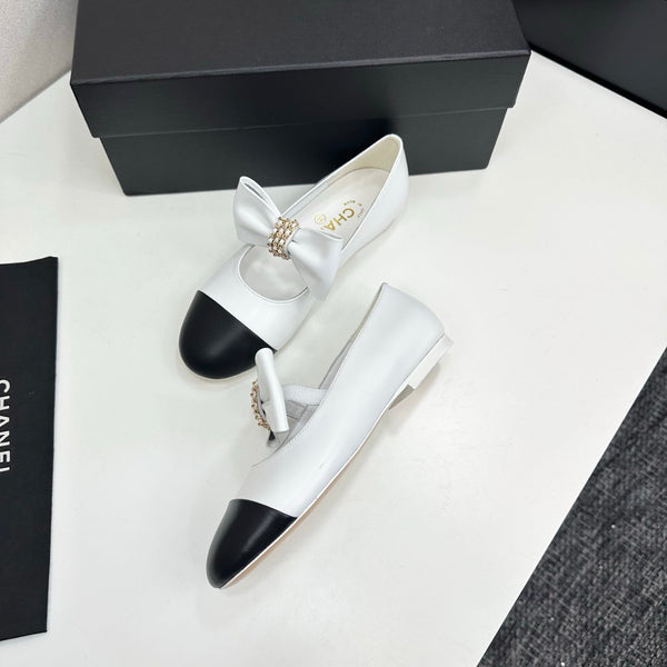 CC 25SS Chain Bow Mary Jane White Cowhide 490145