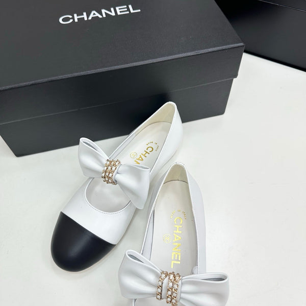 CC 25SS Chain Bow Mary Jane White Cowhide 490145