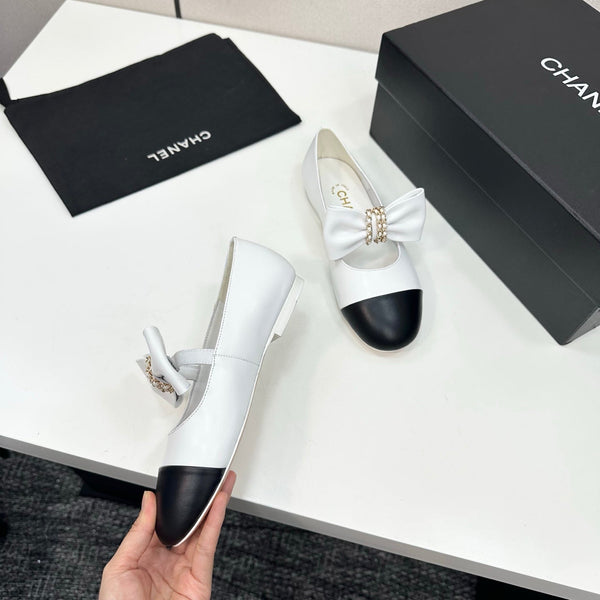 CC 25SS Chain Bow Mary Jane White Cowhide 490145