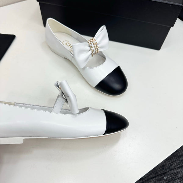 CC 25SS Chain Bow Mary Jane White Cowhide 490145