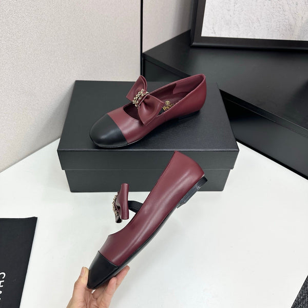 CC 25SS Chain Bow Mary Jane Burgundy Cowhide 490144