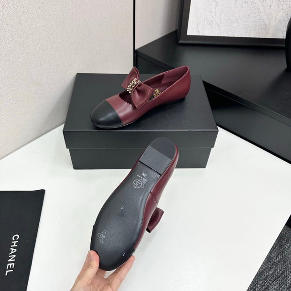 CC 25SS Chain Bow Mary Jane Burgundy Cowhide 490144