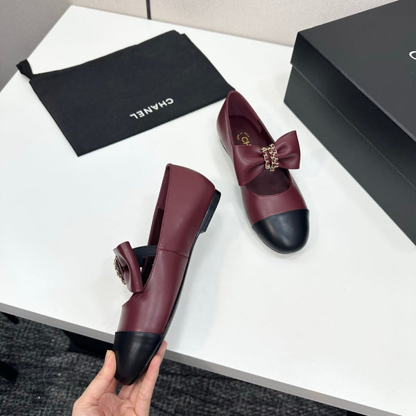 CC 25SS Chain Bow Mary Jane Burgundy Cowhide 490144