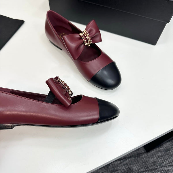 CC 25SS Chain Bow Mary Jane Burgundy Cowhide 490144
